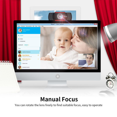 Webcam độ nét cao HXSJ S20 hấp thụ âm thanh ích hợp Micrô 