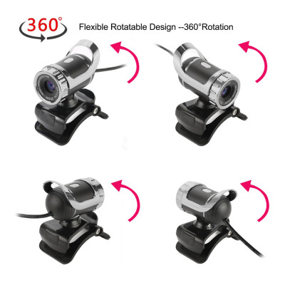 HXSJ LG-68 Computer Webcam USB Web Cam with Sound-absorbing Microphone Support One-button Photograph for PC Laptop