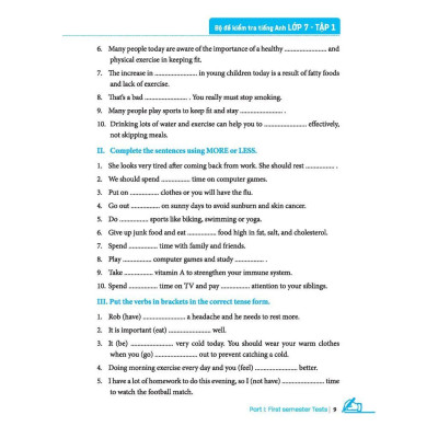 Sách - Global Success - Bộ Đề Kiểm Tra Tiếng Anh Lớp 7 - Có Đáp Án - Tập 1 - Minh Thắng