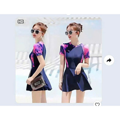 Váy Tắm Nữ Liền Ngắn Tay Thanh Lịch