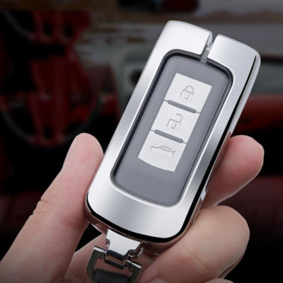 Ốp vỏ chìa khóa, bao da chìa khóa inox có lót bọc silicon cao cấp dành cho xe Mitsu Xpander M02 - màu bạc