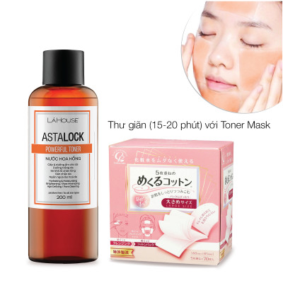 Bộ sản phẩm dưỡng da LÁ HOUSE gồm Toner Astalock,Bông tẩy trang