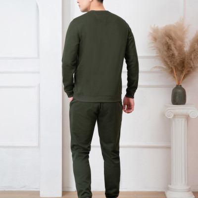 Bộ nỉ ALIGRO cổ tròn màu xanh rêu BN.12