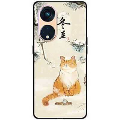 Ốp lưng dành cho Oppo Reno 8T 4G - Reno 8T 5G - Reno 10 5G - Reno 10 Pro 5G - Nền Mèo Vàng Uống Trà - Hàng Chính Hãng