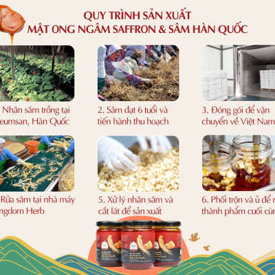 Sâm mật ong saffron Kingdom Herb chính hãng thượng hạng hộp 320g (tặng que lấy mật và bình thuỷ tinh)