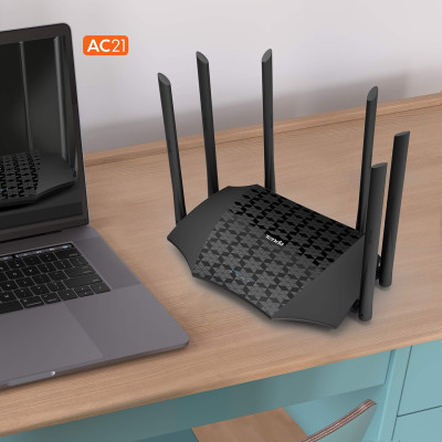 Bộ phát wifi băng tần kép AC2100 Tenda AC21 - Router wifi 2 băng tần tốc độ cao 2100Mbps 4x4 MU-MIMO - HÀNG CHÍNH HÃNG