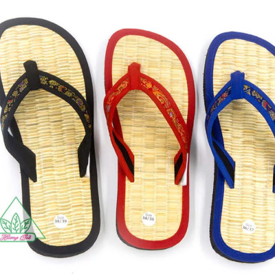 Dép chiếu xỏ ngón Hương Quế DCQ-47 nguyên liệu tự nhiên (sợi chiếu, bột quế, sợi đay) ngăn ngừa mồ hôi chân - giữ ẩm và mát chân