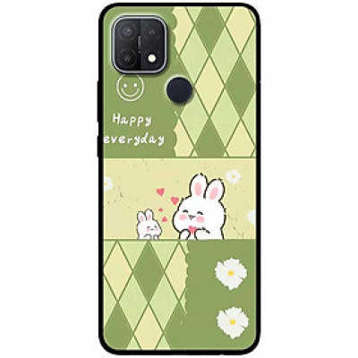 Ốp lưng cho Oppo A15 - A15S - A17 - A17K - A57 4G - A94 5G - A95 5G - Happy Thỏ Trắng - Hàng Chính Hãng