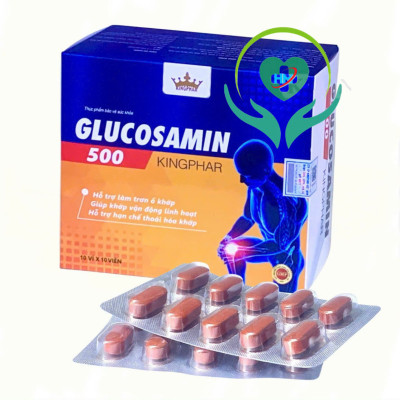 Viên uống bổ khớp Glucosamin 500 Kingphar, hộp 100v, hỗ trợ các vấn đề về xương khớp