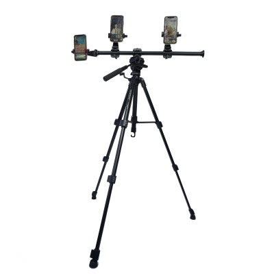 Combo Livestream Quay Chụp Nhiều Thiết Bị - Tripod Yunteng VCT 668 gắn Thanh Ngang và Kẹp 358 - Hàng chính hãng