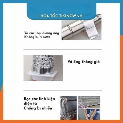 5cm x 30mét Băng Keo Giấy Bạc Nhôm Chịu Nhiệt Chống Nước Để Vá Thau Rổ, Chống Thấm Nhà Bếp Vá Ống Nước Thau Chậu